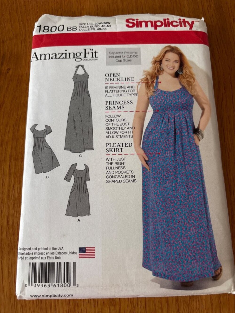 Simplicity Dress Sewing Pattern Womens Size 20W-22W-24W-26W-28W 1800 Uncut